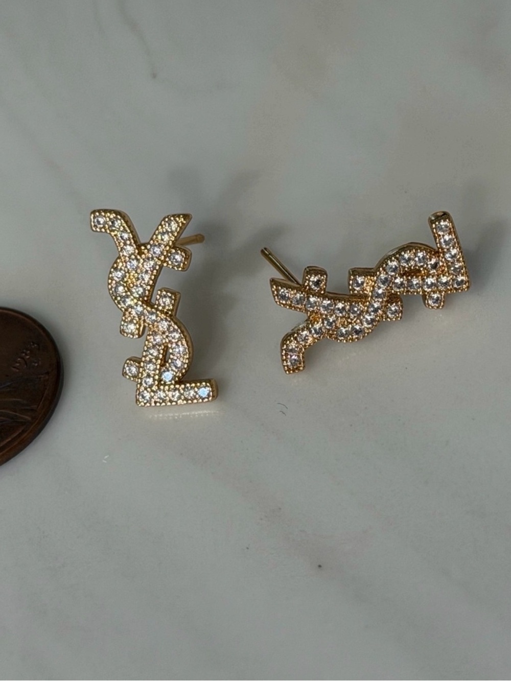Beautiful Logo Stud Earrings - Gold